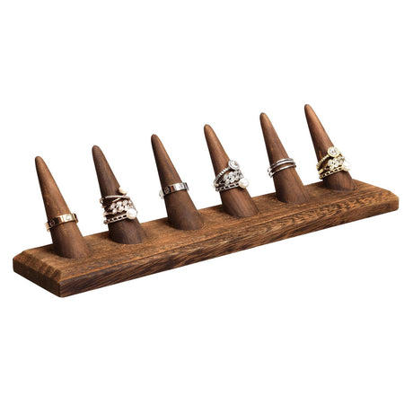 MOOCA 2 Pcs Set Finger Ring Stand Jewelry Display Holder Showcase Display Stands 11 x 2 1/4 x 2 3/4 in, Brown Color MOOCA