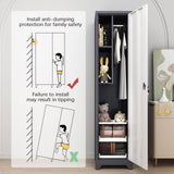 GREATMEET Slim Locking Metal Garage Storage Cabinet, 65" Lockable Utility Closet, Tall Steel Narrow Broom Closet Storage Cabinets with Door and Shelves for Laundry Room, Bathroom, White & Grey GREATMEET