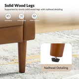 HULALA HOME Mid-Century Modern Faux Leather Loveseat Sofa with Movable Backrest Cushions, Button-Tufted 2-Seater Sofa with Wooden Legs, Small Love Seat Accent Couch for Living Bedroom, Camel HULALA HOME