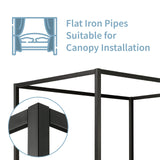 Evadne Modern Canopy Bed Frame Queen Size in Light Brown with Upholstered Channel Headboard and Wooden Slats Support HOMES: Inside + Out