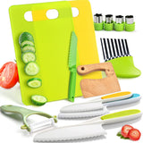 13 Pieces Montessori Kitchen Toys for Toddlers-Kids Cooking Sets Real-Toddler Toys Set for Real Cooking with Plastic Children Safe Knives Crinkle Cutter Kids Cutting Board Yeeammk