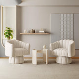 Dewhut Swivel Accent Chair Set of 2,Mid Century 360° Swivel Barrel Chair,Fluffy Velvet Fabric Chairs,Round Club Arm Chair,Upholstered Single Sofa Seating for Home,Living Room, Bedroom,Waiting Room Dewhut