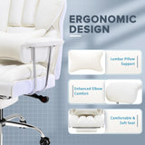 Furmax Gaming Chair, Ergonomic Office Chair, Reclining Height Adjustable Leather High Back Executive Desk Chair with Footrest and Lumbar Support (White) Furmax