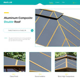 MELLCOM 10x12FT Hardtop Gazebo, Wooden Finish Coated Aluminum Patio Gazebo with Aluminum Composite Double Roof for Patio Lawn and Garden, Curtains and Netting Included MELLCOM