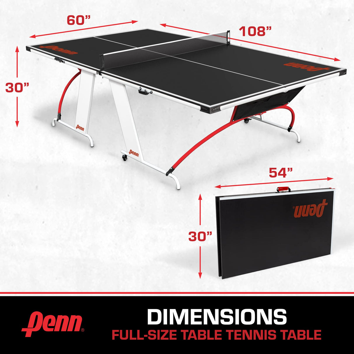 Penn Easy Setup Full Size Table Tennis Table – 100% Preassembled – Sets up in Under 5 Minutes – Play Anywhere – Compact Storage – Ping Pong Table with 2 Paddles and 2 Balls Penn