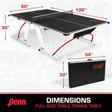 Penn Easy Setup Full Size Table Tennis Table – 100% Preassembled – Sets up in Under 5 Minutes – Play Anywhere – Compact Storage – Ping Pong Table with 2 Paddles and 2 Balls Penn