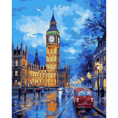 Natuyalo Big Ben Paint by Numbers Kit for Adults - London Cityscape Paint by Number on Canvas Without Frame, DIY Acrylic Painting for Ideal Gift Home Wall Decor (16x20 Inch)