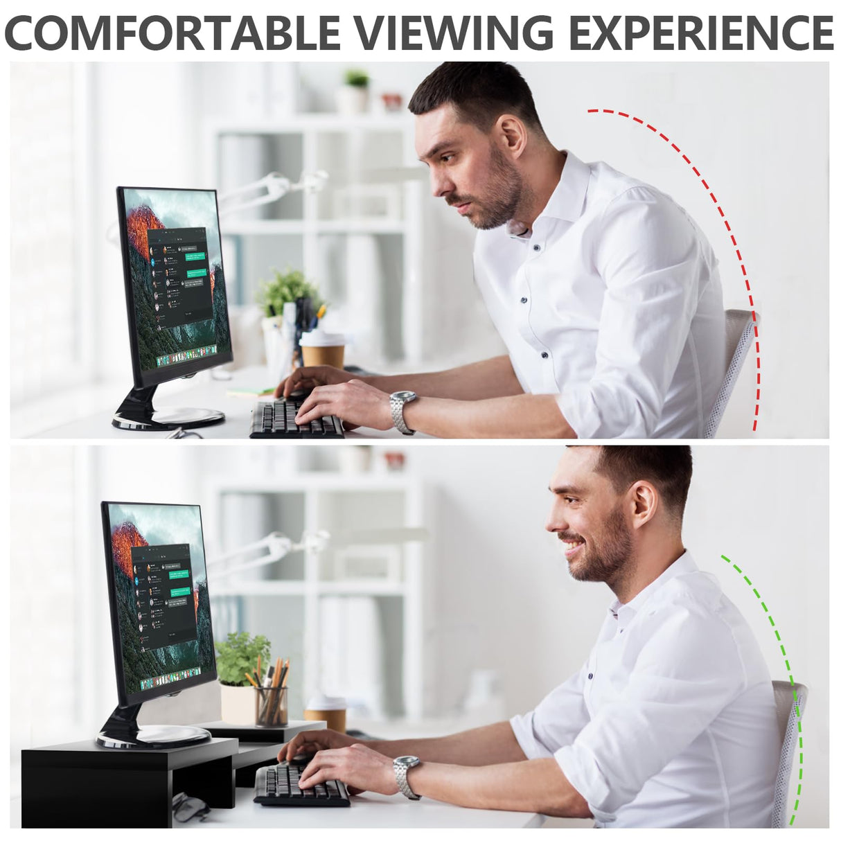 TAVR Dual Monitor Stand Riser Office Desktop Organizer Stand for 2 Monitors, Adjustable Length and Angle 3 Shelf, Extra Long Multifunctional Stand up to 48.2" fit Computer, Laptop, TV, Black TAVR Furniture