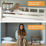 CAORE 2 Tier Bedside Shelf, Loft&Bunk Bed Table, Clip-On Nightstand for Small Spaces,College Dorm Essentials,Bunk Bed Shelf for Storing Water/Books/Tablets（Brown） CAORE