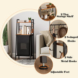 Furnulem 2 Tiers Laundry Hamper with Wooden Shelf and Hooks, Vertical Laundry Basket with Pull-Out and Removable Bag, Clothes Hamper with Divided Bag for Laundry Room, Bathroom, Bedroom, Dorm Furnulem