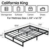 Richwanone 10 Inch Cal King Bed Frame Heavy Duty Metal Platform Mattress Foundation with Steel Slat Support, No Box Spring Needed, Easy Assembly, Black Richwanone