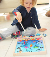 TOWO Wooden Fishing Game-Magnetic Fishing Puzzles with Numbers Jigsaw Puzzle- Sea Creatures Kids Fishing Game Educational Toys for 3 Years Old Math Toy Montessori Materials Toys of Wood Oxford