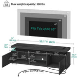 YITAHOME Black TV Stand for 65 inch TV, Entertainment Center with Storage, Modern LED TV Stand w/Power Outlets for Living Room, TV Console Media Cabinet, Black YITAHOME
