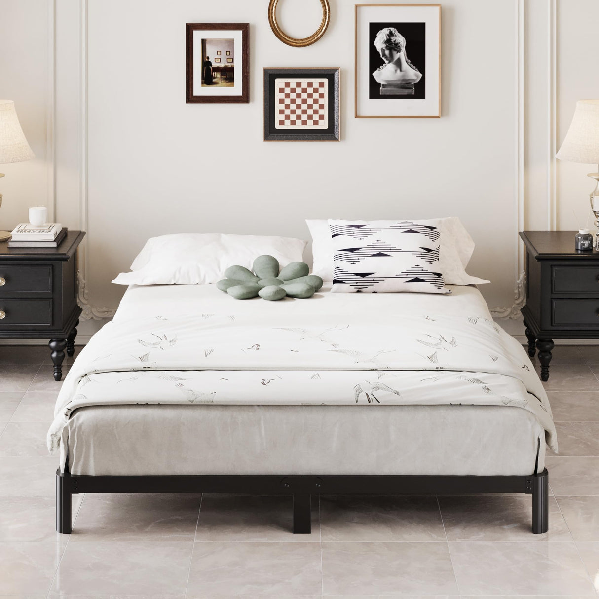 Lutown-Teen 5 Inch Low King Bed Frame with Rounded Corner Legs, 2000 LBS Heavy Duty Metal King Size Platform Bed Frame No Box Spring Needed, Noise Free, Easy Assembly, Black Lutown-Teen