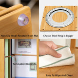 Teal Bamboo 360° Rotating Bookshelf with Open Shelving for Stylish Storage WoodArtSupply