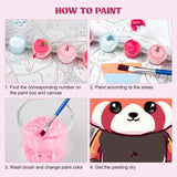 MXJSUA 4 Pack Cute Panda Bear Animal Paint by Numbers Kit with Framed Canvas for Ages 6-12 Kids, Paint by Numbers Kits for Children Beginners, Acrylic Oil Painting for Home Wall Decor Gift (8x8 inch) MXJSUA