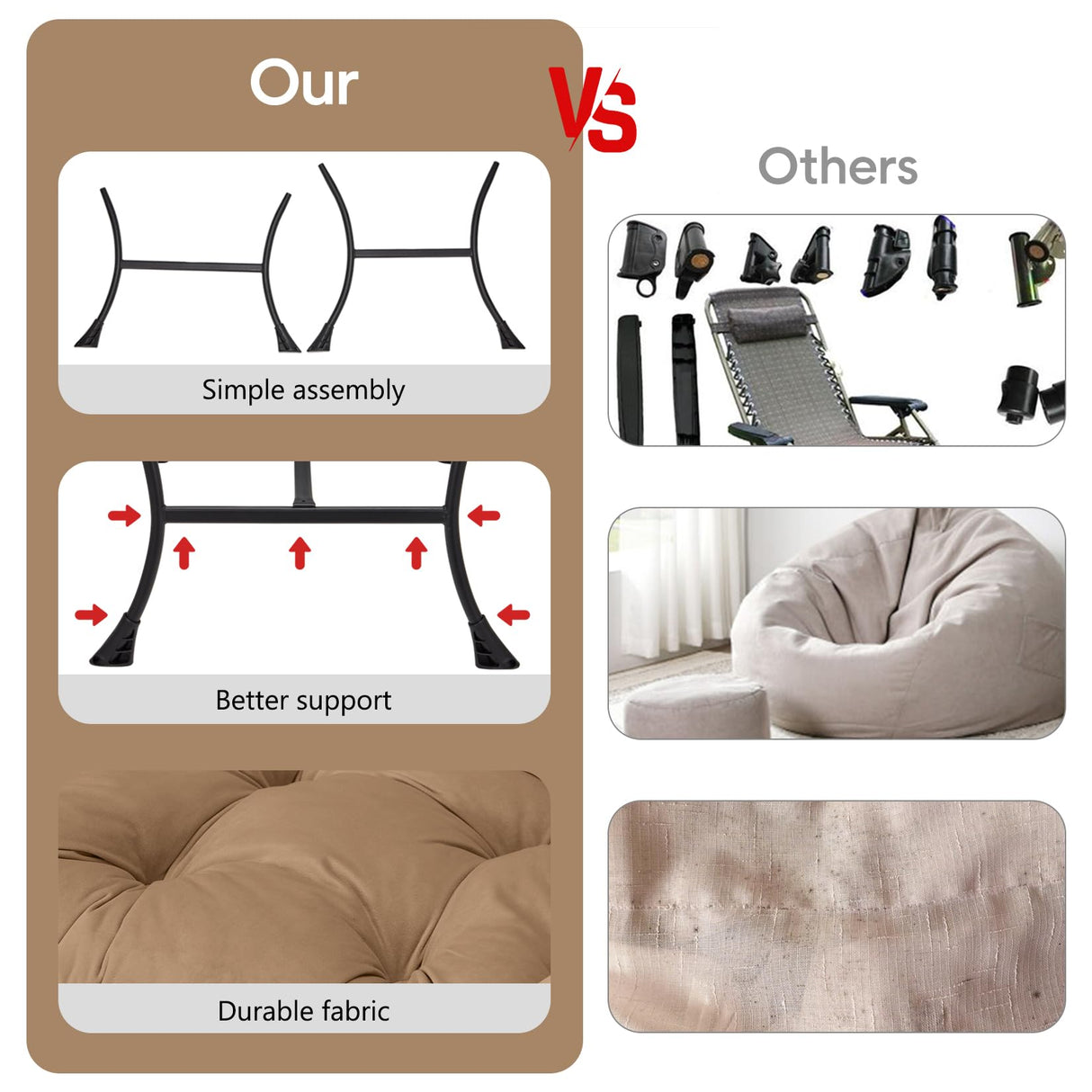 Congermom Lazy Chair with Folding Ottoman Modern Large Accent Chair,Contemporary Lounge Leisure Sofa Chair with Armrests Upholstered Sofa Armchair Reading Chair for Bedroom,Dorm & Office(Khaki-f) Congermom