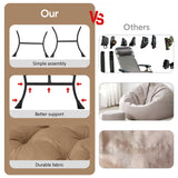 Congermom Lazy Chair with Folding Ottoman Modern Large Accent Chair,Contemporary Lounge Leisure Sofa Chair with Armrests Upholstered Sofa Armchair Reading Chair for Bedroom,Dorm & Office(Khaki-f) Congermom