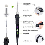 YIHUA 947-III 60W Soldering Iron Kit Adjustable Temperature with Sticky Holder, Tip Cleaner, Cleaning Sponge Power Switch, Operation Indicator, Portable Soldering Kit YIHUA