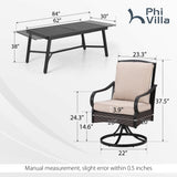 PHI VILLA 9-Piece All-Weather Outdoor Dining Set, Heavy Duty Expandable Metal Table & 8 Swivel Chairs with Cushions, Durable Patio Furniture for Deck, Backyard, Garden PHI VILLA
