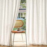 MIULEE Non-See-Through Privacy Linen Curtains 2 Panels, Light Filtering Window Curtains Farmhouse Textured Back Tab Semi Sheer Drapes for Bedroom Living Room, 52 x 84 Inches Long, Natural White MIULEE