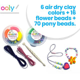 Ooly Creatibles Air Dry Clay Jewelry Kit for Kids, DIY Art Jewelry Making Kit with 6 Clay Colors, Beads, Shaping Tool, and Elastic Yarn, Non-Toxic Craft Supplies for Kids Ages 6 and Up Ooly