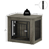 YITAHOME 27.2" L Dog Crate Furniture for Medium Dogs, 2-in-1 Iron-Wood Fusion Dog cage Indoor up to 30 lb, Side End Table, Modern Dogs Kennel with Waterproof Top, Safety Corners,Steel Lock,Grey YITAHOME