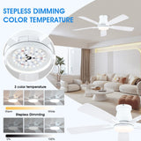Surtime 52" Ceiling Fans with Lights-Low Profile Ceiling Fan with Light and Remote/APP Control,Flush Mount,DC Reversible,LED Dimmable Ceiling Fans for Bedroom,Indoor/Outdoor Patio Use(White) Surtime