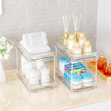 Yieach 4 Pack Under Sink Organizers and Storage,Clear Acrylic Bathroom Organizer and Cabinet Organization for Makeup,Medicine,Two Tier Pull Out Cabinet Organizer Drawers for Pantry,Vanity Storage Bins Yieach