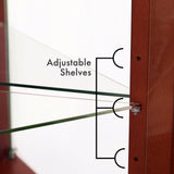 KUVADAZ Lighted Corner Curio Display Cabinet with Doors, 6 Tiers Corner Curio Cabinet with Adjustable Tempered Glass Shelves and Mirrored Back Panel, Modern Glass Display Cabinet No Bulb Cherry KUVADAZ