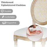 Polar Aurora Dining Chairs Set of 4 Beige Rattan Round Back with Solid Wood Legs and Frame for French Country Kitchen Dining Room Polar Aurora