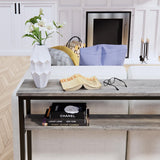 Timberer Narrow Console Table, 47 Inch Sofa Table with Adjustable Shelf, 2-Tier Long Skinny Table for Hallway, Entryway, Living Room, Foyer, Grey Timberer