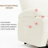 Flamaker Power Lift Chair Massage Recliner Chairs for Elderly - Ergonomic Design with Cup Holders & Side Pockets, Remote Control (White) Flamaker