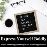 C CRYSTAL LEMON Letter Board, 336 Letters Numbers & Symbols, Felt Letter Board, 10x10 inches, Changeable Wooden Message Board Sign, Wood Frame, Wall Mount, with Display Stand (Black) C CRYSTAL LEMON