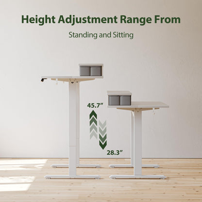 Agilestic 55 x 24 Inches Electric Standing Desk with 2 Storage Drawers, Stand Up Desk Adjustable Height, Sit and Stand Computer Table with Splice Board, White