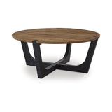 Signature Design by Ashley Hanneforth Farmhouse Coffee Table with Angled Solid Wood Legs, Light Brown & Black Signature Design by Ashley