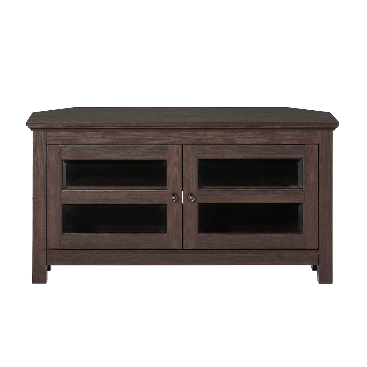 Walker Edison Modern Farmhouse Wood Corner Universal TV Stand for TV's up to 50" Flat Screen Living Room Storage Entertainment Center, 44 Inch, Espresso Brown Walker Edison