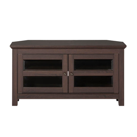 Walker Edison Modern Farmhouse Wood Corner Universal TV Stand for TV's up to 50" Flat Screen Living Room Storage Entertainment Center, 44 Inch, Espresso Brown Walker Edison