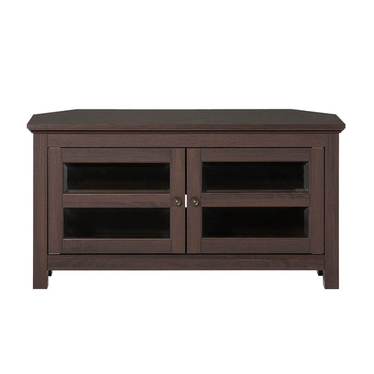 Walker Edison Modern Farmhouse Wood Corner Universal TV Stand for TV's up to 50" Flat Screen Living Room Storage Entertainment Center, 44 Inch, Espresso Brown