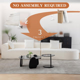 ClinQ 132-Inch Modern Style Curved Sofa, Upholstery Corduroy Sofa Couch with 3 Pillows, White ClinQ