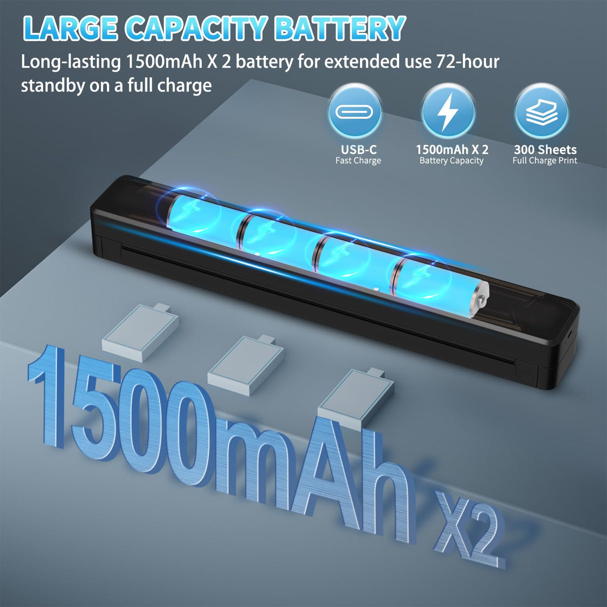 Portable Printer,Portable Printers Wireless for Travel,with 10pcs Folded Thermal Paper,Inkless Thermal Bluetooth Small Printer Support 8.5" X 11" US Letter&Legal,A4&,A5,Compatible with Android,iOS WXHOWXH