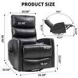 Massage Chair Recliner with Heat, Swivel Rocking Chair Recliner with High Back, Manual Lazy Boy Recliners for Adults,Small Recliner Chair for Small Spaces, Living Room Bedroom, Fabric (Black) Thctvous