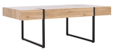 SAFAVIEH Home Collection Tristan Modern Rectangular Coffee Table COF7000B, 43.3" W x 23.6" L x 15.7" H, Natural/Black Metal Legs Safavieh