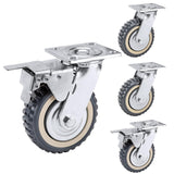 NestChic 4 Pack Heavy Duty Plate Casters Set, 8 Inch Swivel Wheels with Brake, Anti-Skid 360 Degree Ball Bearing Castors (2 with Brake, 2 Without) NestChic