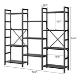 SUPERJARE Triple 4 Tier Bookshelf, Bookcase with 11 Open Display Shelves, Wide Book Shelf Book Case for Home & Office, Black SUPERJARE