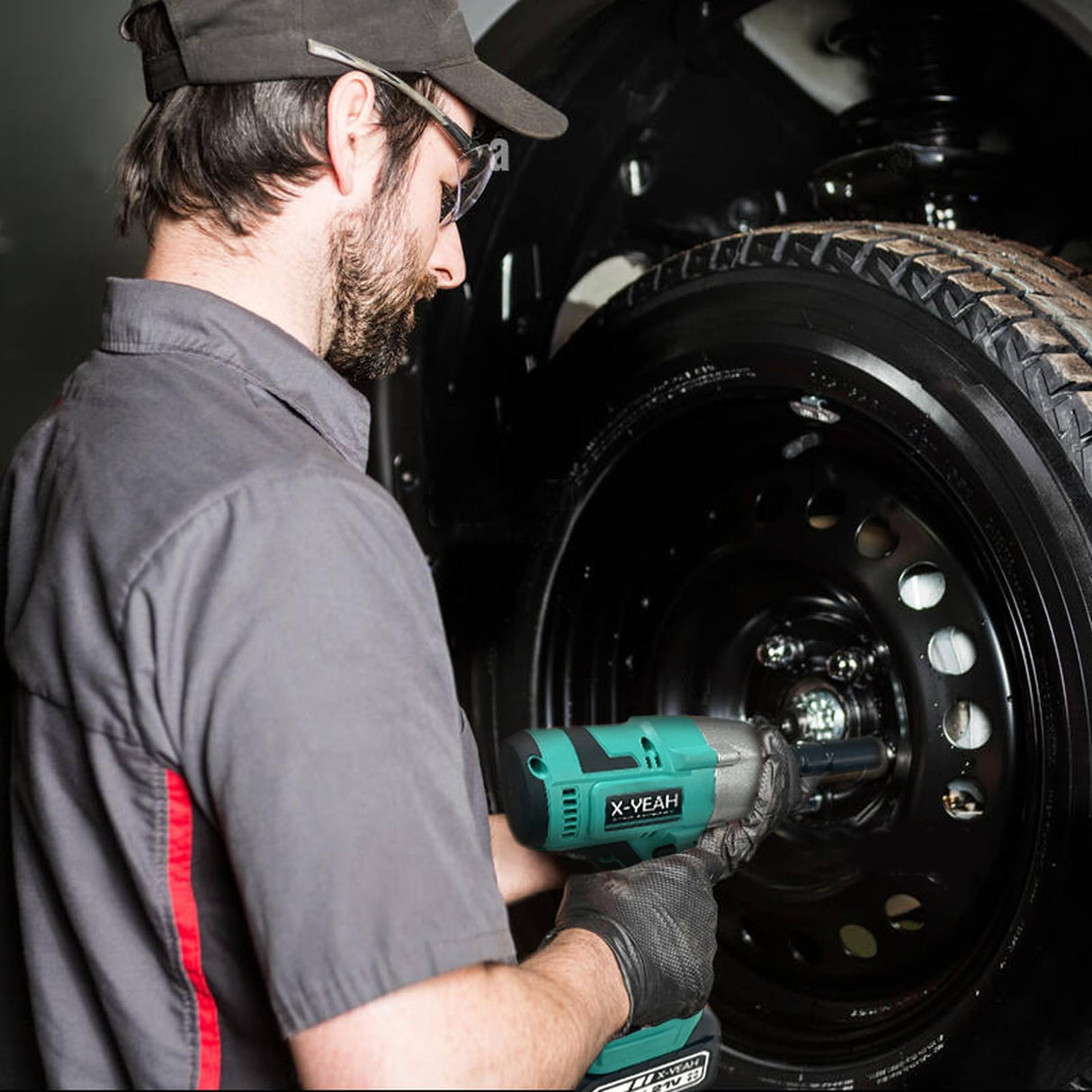 X-YEAH Cordless Impact Wrench - 1/2" Brushless Impact Gun, Max Torque 406 Ft-lbs(550N.m), with 21V 4.0Ah Li-ion Battery & Charger Kit in Case - Powerful and Portable X-YEAH