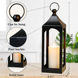 Modern Farmhouse Lantern Decor, Black Metal Decorative Hanging Candle Lanterns Ideal for Home Decor, Parties & Events, 15.1" High (No Glass Panel) SUJUN