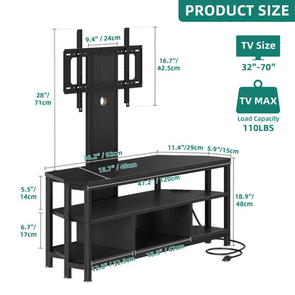 YITAHOME TV Stands for Living Room, 65 inch TV Stand with Mount and Power Outlet, Entertainment Center with Storage, Led TV Stand for 55/60/65/70 inch TV, TV Console Cabinet for Living Room, Black