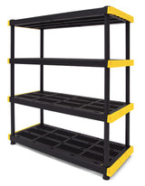 CX Black & Yellow®, Shelving Unit and Heavy Duty Storage Containers, Extremely Durable® (Shelf + 27 Gallon Container (8-Pack) CX