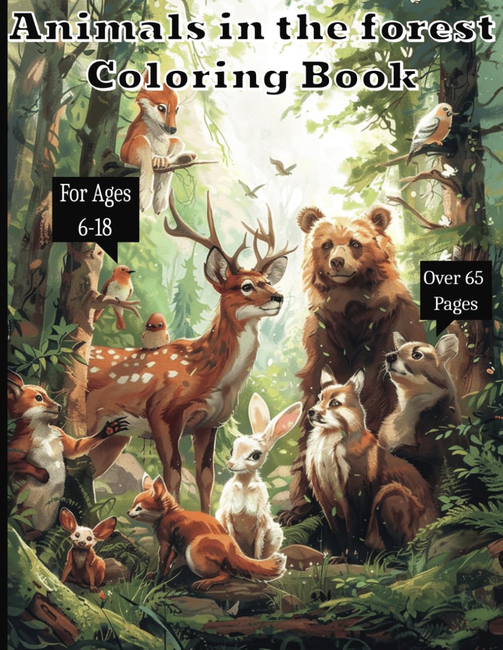 Animals in the forest coloring book